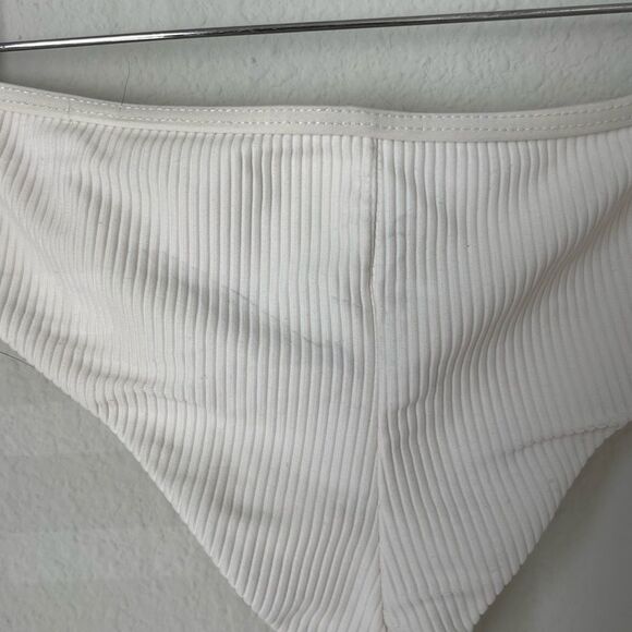 Frankies Bikinis Alana Ribbed Cheeky Bikini Bottom in White - Picture 9 of 9